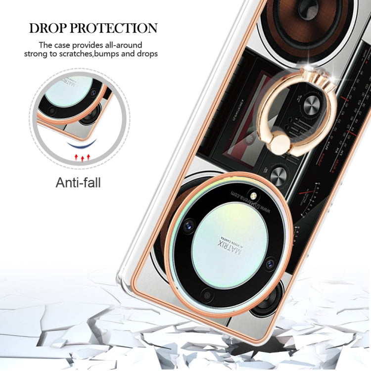 For Honor X9a / Magic5 Lite Electroplating Dual-side IMD Phone Case with Ring Holder(Retro Radio)