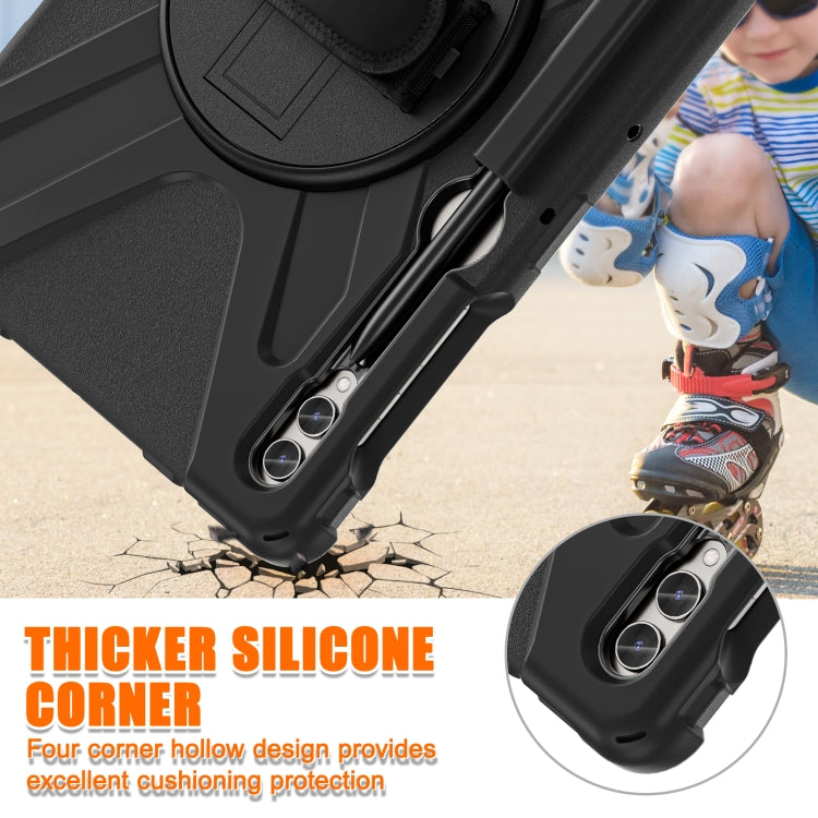 For Samsung Galaxy Tab S9+ / S8+ Rotary Handle Grab TPU + PC Tablet Case(Black)