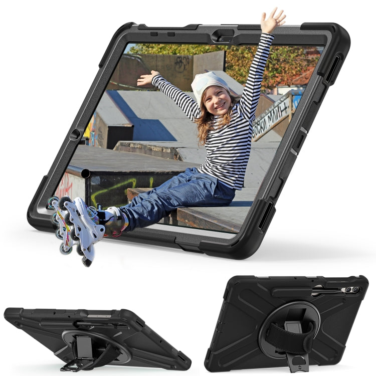 For Samsung Galaxy Tab S9+ / S8+ Rotary Handle Grab TPU + PC Tablet Case(Black)