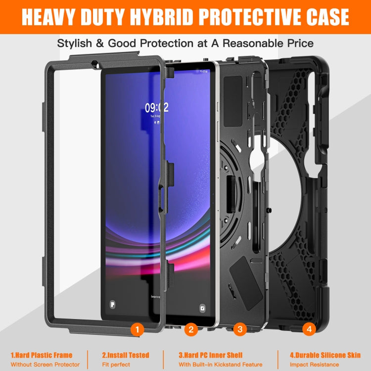 For Samsung Galaxy Tab S9+ / S8+ Rotary Handle Grab TPU + PC Tablet Case(Black)