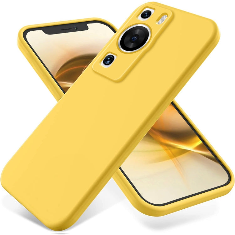 For Huawei P60 / P60 Pro Solid Color Liquid Silicone Dropproof Full Coverage Protective Case(Yellow)