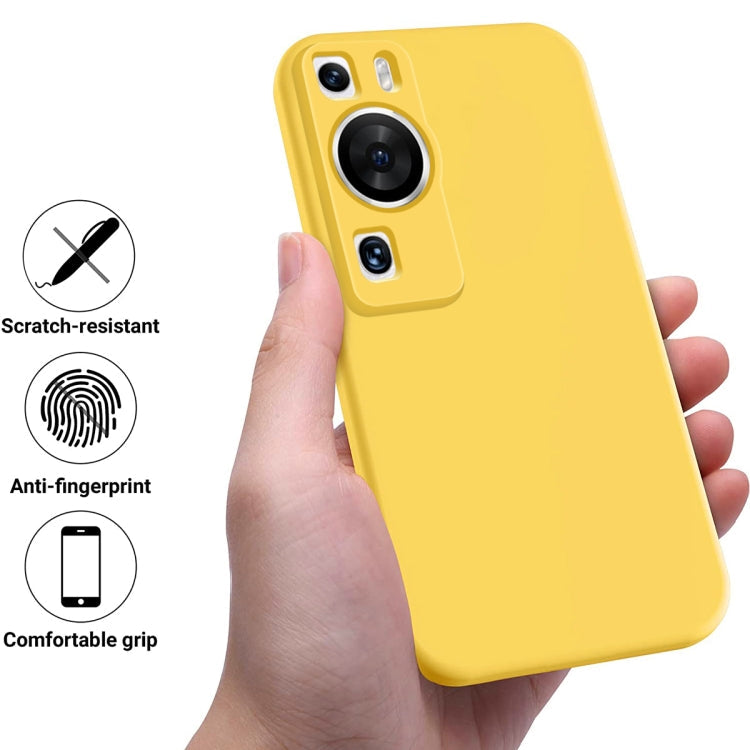For Huawei P60 / P60 Pro Solid Color Liquid Silicone Dropproof Full Coverage Protective Case(Yellow)