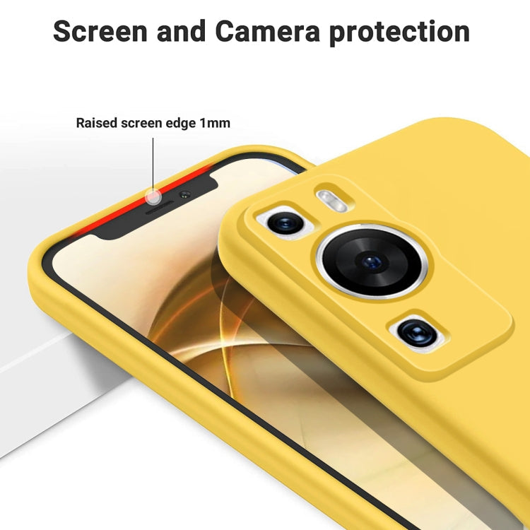 For Huawei P60 / P60 Pro Solid Color Liquid Silicone Dropproof Full Coverage Protective Case(Yellow)