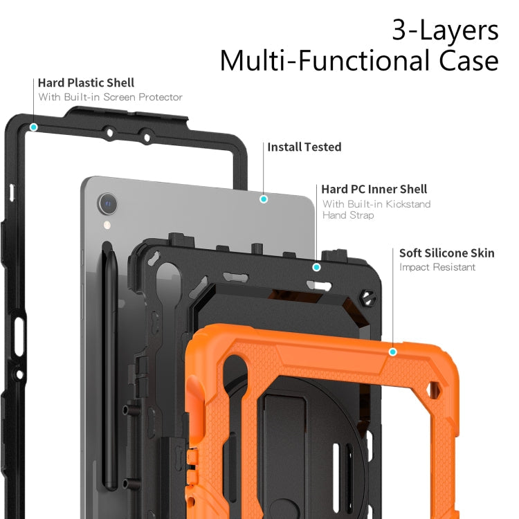 Lucky Wheel Grip Silicone Hybrid PC Tablet Case with Shoulder Strap, For Samsung Galaxy Tab S8 / S7