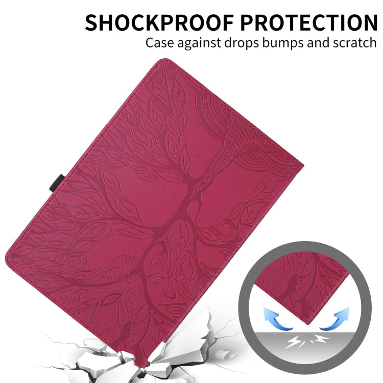 For Samsung Galaxy Tab A8 10.5 Tree Life Embossed Rotation Leather Smart Tablet Case(Red)