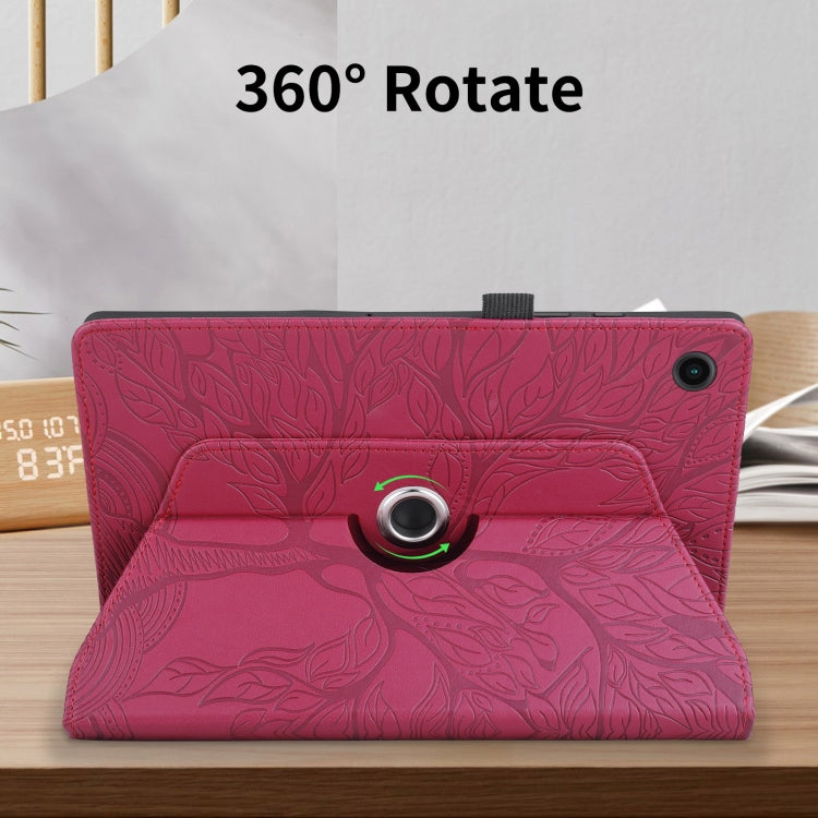 For Samsung Galaxy Tab A8 10.5 Tree Life Embossed Rotation Leather Smart Tablet Case(Red)