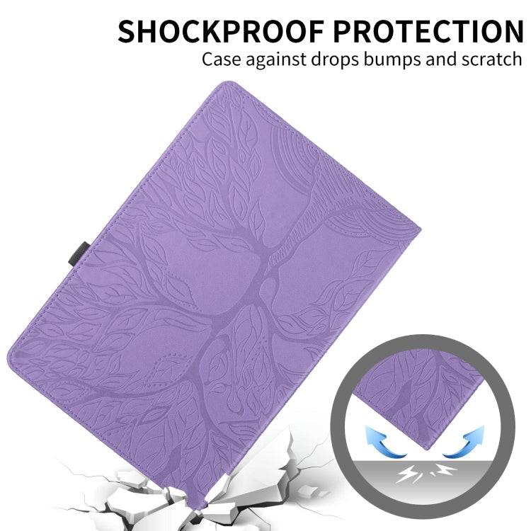 For Samsung Galaxy Tab A8 10.5 Tree Life Embossed Rotation Leather Smart Tablet Case(Purple)