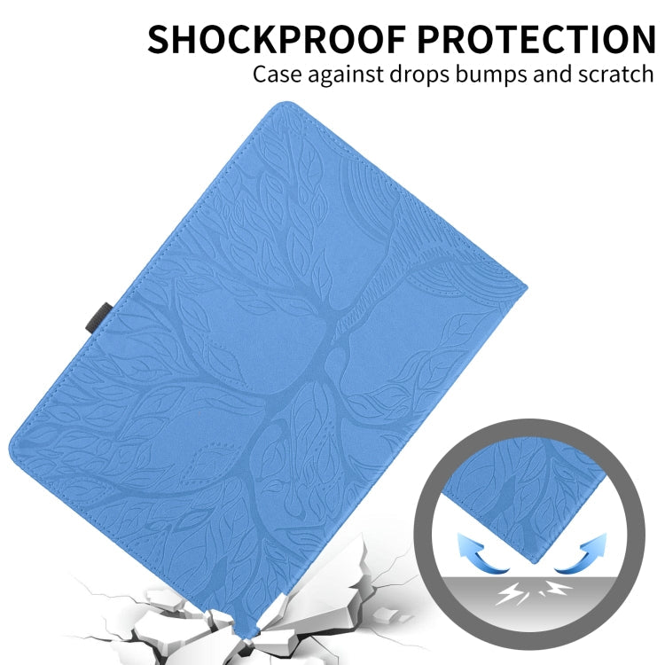 For Samsung Galaxy Tab A8 10.5 Tree Life Embossed Rotation Leather Smart Tablet Case(Blue)