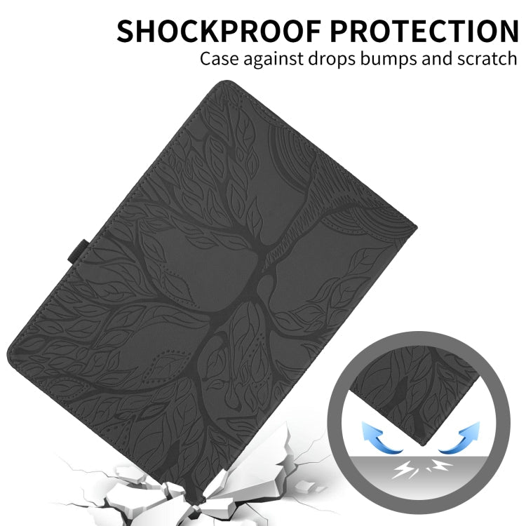 For Samsung Galaxy Tab A8 10.5 Tree Life Embossed Rotation Leather Smart Tablet Case(Black)