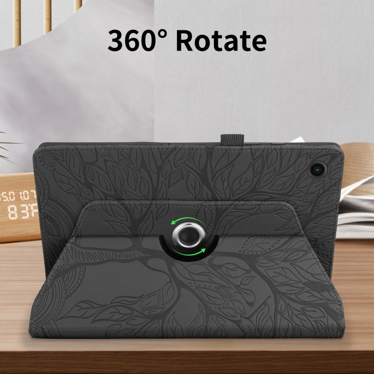 For Samsung Galaxy Tab A8 10.5 Tree Life Embossed Rotation Leather Smart Tablet Case(Black)