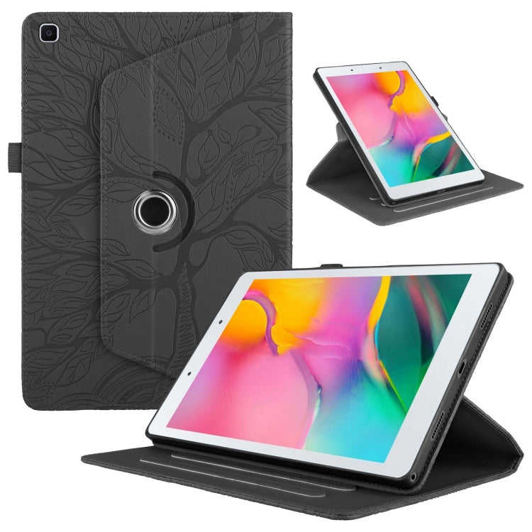 For Samsung Galaxy Tab A 8.0 2019 / T290 Tree Life Embossed Rotation Leather Tablet Case(Black)