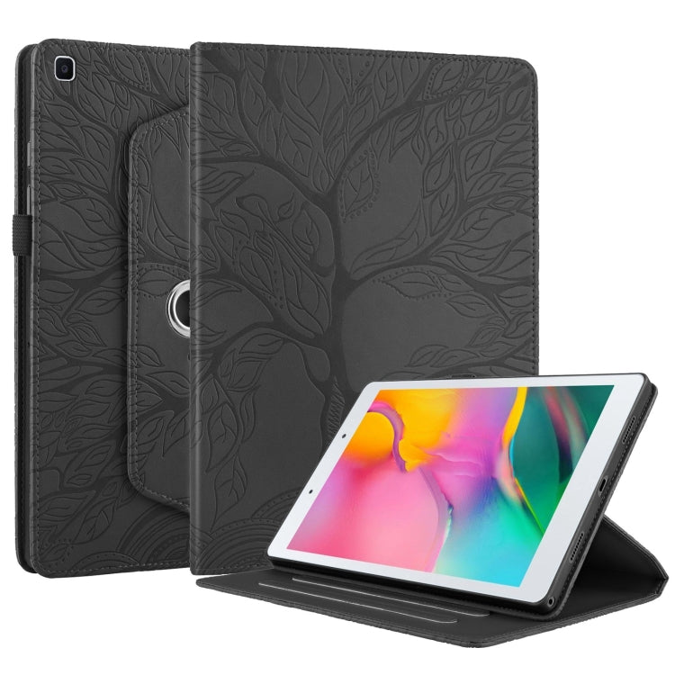For Samsung Galaxy Tab A 8.0 2019 / T290 Tree Life Embossed Rotation Leather Tablet Case(Black)