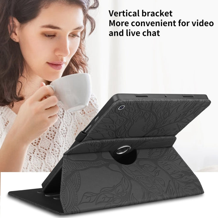 For Samsung Galaxy Tab A 8.0 2019 / T290 Tree Life Embossed Rotation Leather Tablet Case(Black)
