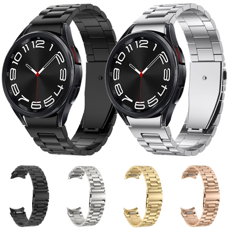 For Samsung Galaxy Watch 6 Three Strains Metal Watch Band(Black)