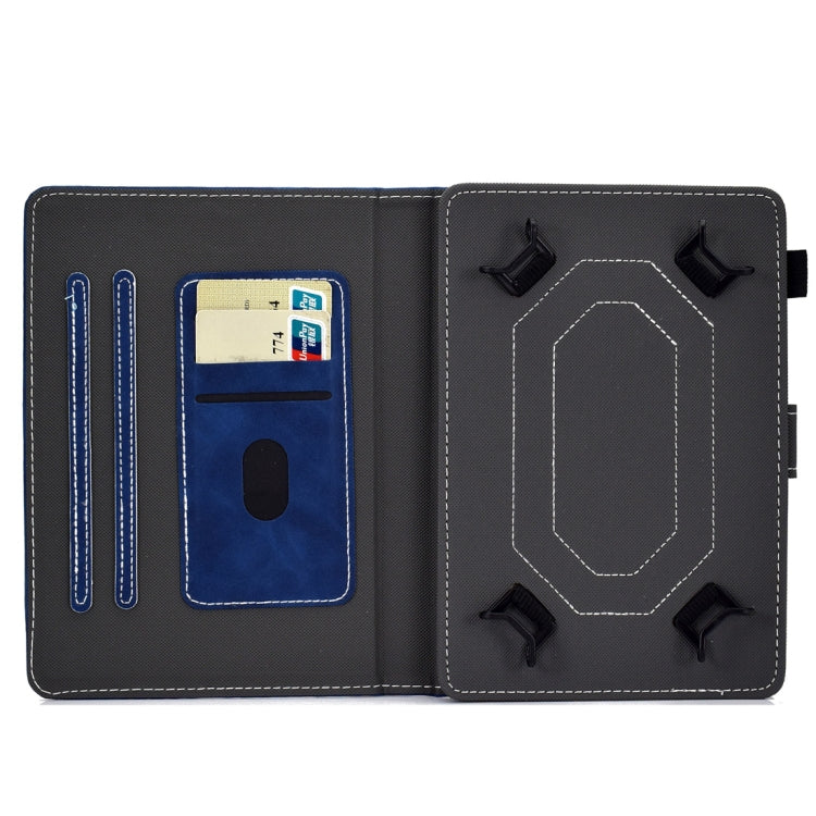 For 10 inch Tablet PC Universal Cowhide Texture Horizontal Flip Leather Case with Holder & Card Slots & Pen Slot(Blue)