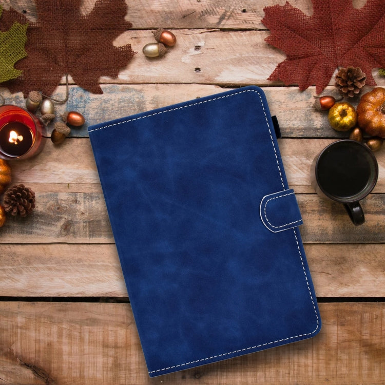 For 10 inch Tablet PC Universal Cowhide Texture Horizontal Flip Leather Case with Holder & Card Slots & Pen Slot(Blue)