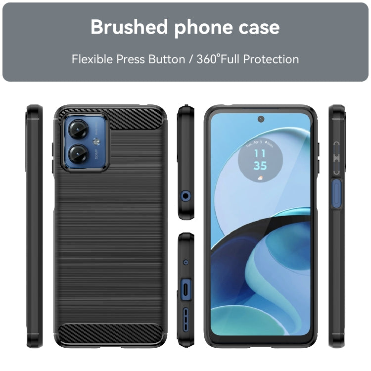 For Motorola Moto G14 Brushed Texture Carbon Fiber TPU Phone Case(Black)