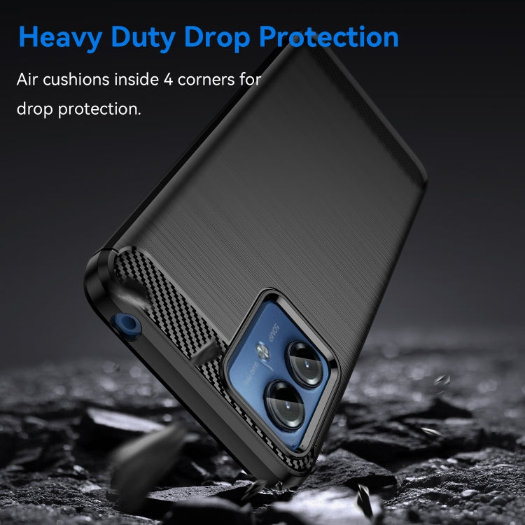 For Motorola Moto G14 Brushed Texture Carbon Fiber TPU Phone Case(Black)