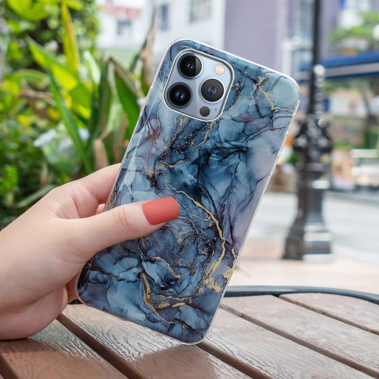 IMD Marble TPU Phone Case For iPhone 15 Pro Max(Grey)