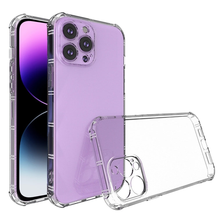 For iPhone 15 Pro Max Straight Side Dual Bone Anti-fall TPU Phone Case(Transparent)