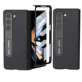 For Samsung Galaxy Z Fold5 ABEEL Integrated Arashi Texture PU Phone Case with Holder(Black)