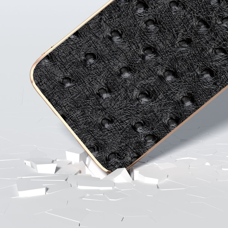 For Samsung Galaxy S23 FE 5G Genuine Leather Ostrich Texture Series Nano Plating Phone Case(Black)