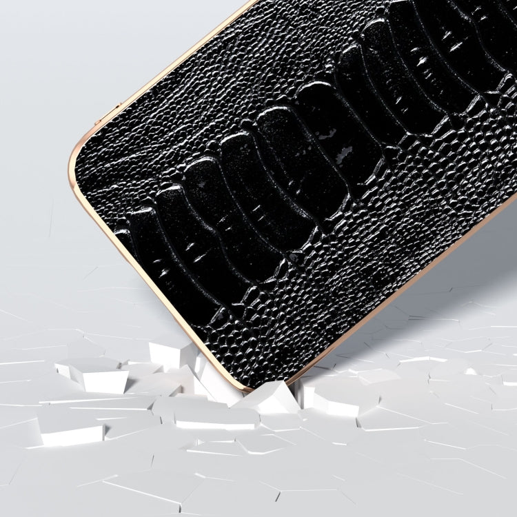 For Samsung Galaxy S23 FE 5G Genuine Leather Weilai Series Nano Electroplating Phone Case(Black)