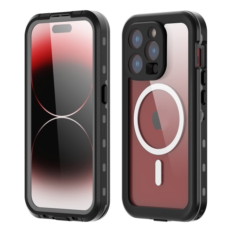 For iPhone 15 Pro Max RedPepper IP68 Waterproof MagSafe Phone Case(Black)