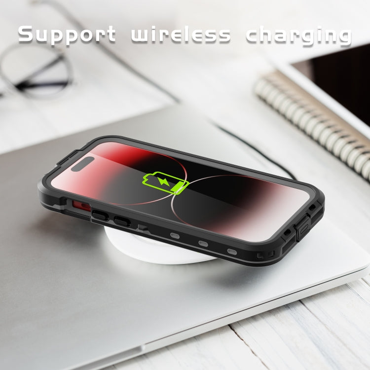 For iPhone 15 Pro Max RedPepper IP68 Waterproof MagSafe Phone Case(Black)