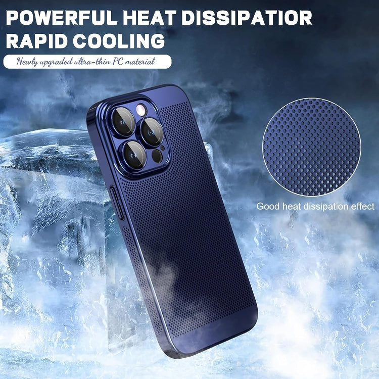 For iPhone 14 Fine Mesh Cooling Phone Case(Gold)