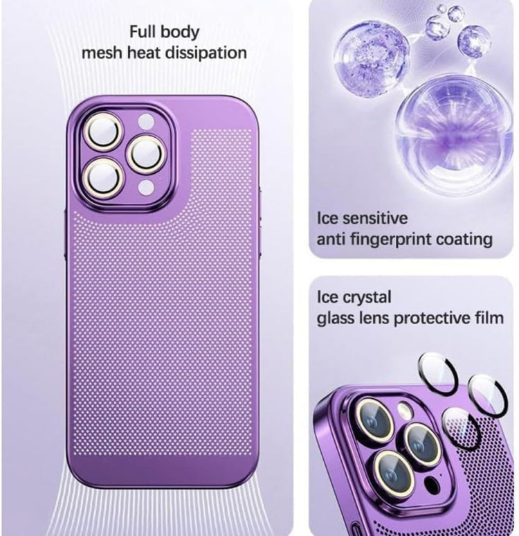 For iPhone 15 Pro Max Fine Mesh Cooling Phone Case(Gold)