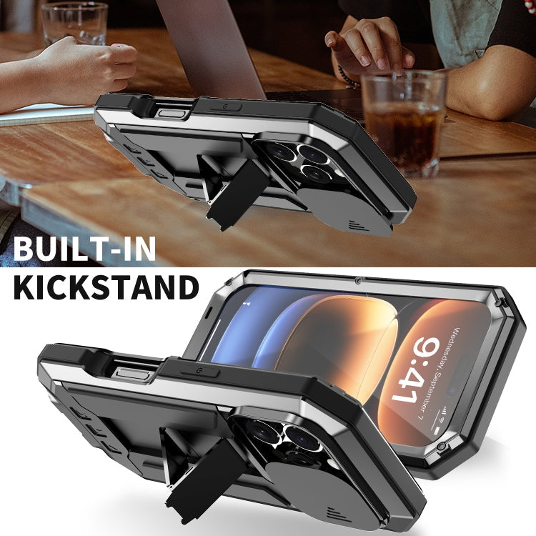 R-JUST Sliding Camera IP54 Life Waterproof Holder Phone Case, For iPhone 16 Pro, For iPhone 16 Plus, For iPhone 16, For iPhone 15 Pro Max, For iPhone 15 Pro, For iPhone 15 Plus