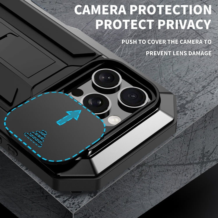 R-JUST Sliding Camera IP54 Life Waterproof Holder Phone Case, For iPhone 16 Pro, For iPhone 16 Plus, For iPhone 16, For iPhone 15 Pro Max, For iPhone 15 Pro, For iPhone 15 Plus