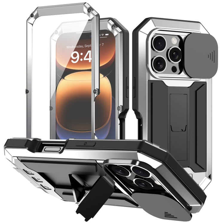 R-JUST Sliding Camera IP54 Life Waterproof Holder Phone Case, For iPhone 16 Pro, For iPhone 16 Plus, For iPhone 16, For iPhone 15 Pro Max, For iPhone 15 Pro, For iPhone 15 Plus