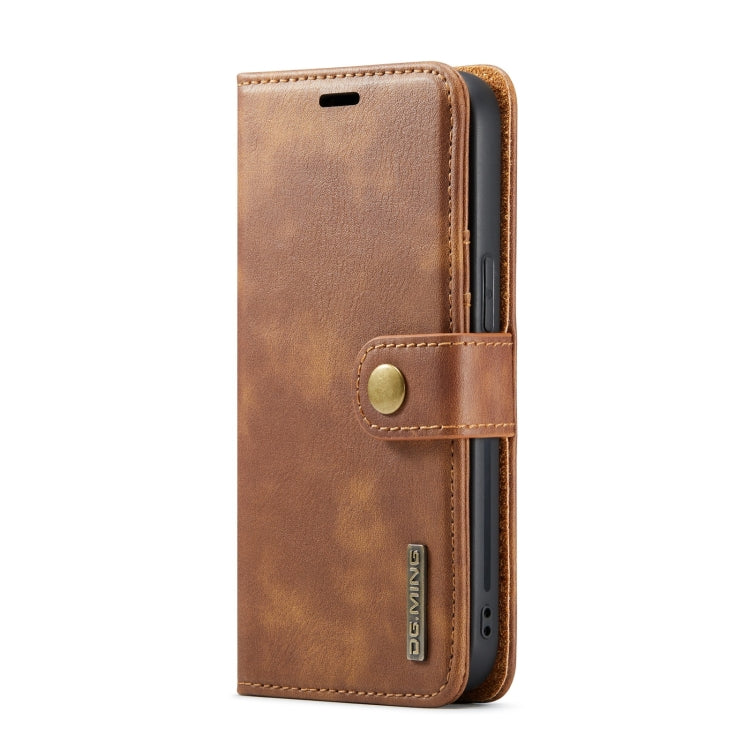 For iPhone 15 Pro DG.MING Crazy Horse Texture Detachable Magnetic Leather Phone Case(Brown)