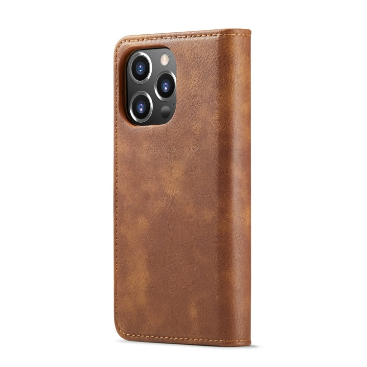For iPhone 15 Pro DG.MING Crazy Horse Texture Detachable Magnetic Leather Phone Case(Brown)