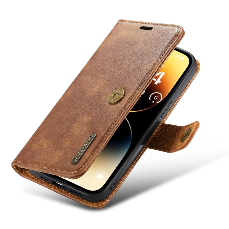 For iPhone 15 Pro DG.MING Crazy Horse Texture Detachable Magnetic Leather Phone Case(Brown)