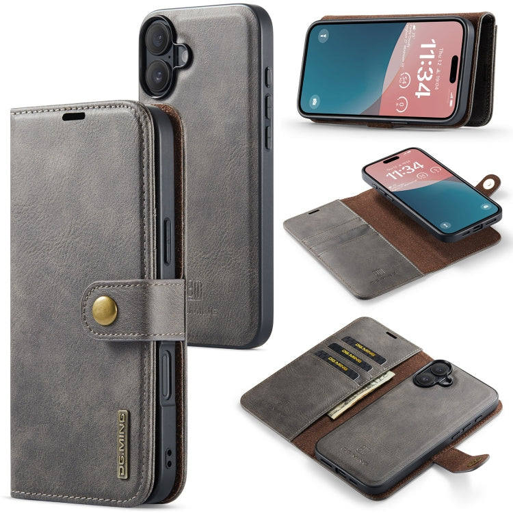 DG.MING Crazy Horse Texture Detachable Magnetic Leather Phone Case, For iPhone Air, For iPhone 16 Pro Max, For iPhone 16 Pro, For iPhone 16 Plus
