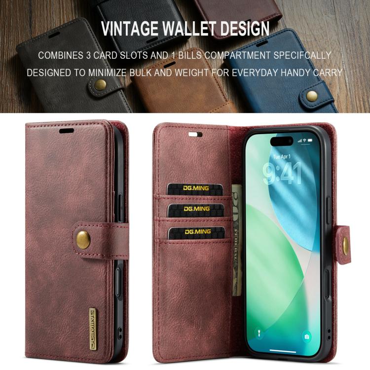 DG.MING Crazy Horse Texture Detachable Magnetic Leather Phone Case, For iPhone Air, For iPhone 16 Pro Max, For iPhone 16 Pro, For iPhone 16 Plus