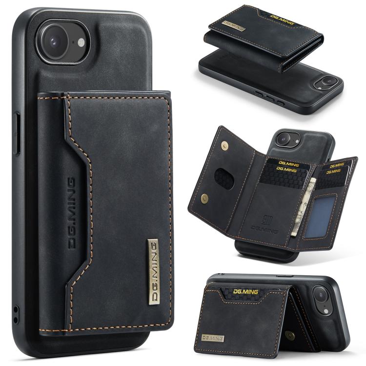 DG.MING M2 Series 3-Fold Card Bag Wallet Leather Phone Case, For iPhone 17e / 16e, For iPhone 17 Pro Max, For iPhone 17 Pro, For iPhone 17