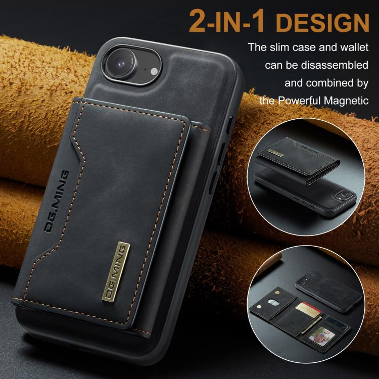 DG.MING M2 Series 3-Fold Card Bag Wallet Leather Phone Case, For iPhone 17e / 16e, For iPhone 17 Pro Max, For iPhone 17 Pro, For iPhone 17