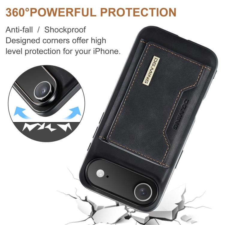 DG.MING M2 Series 3-Fold Card Bag Wallet Leather Phone Case, For iPhone Air, For iPhone 16 Pro Max, For iPhone 16 Pro, For iPhone 16 Plus