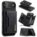 DG.MING M2 Series 3-Fold Card Bag Wallet Leather Phone Case, For iPhone Air, For iPhone 16 Pro Max, For iPhone 16 Pro, For iPhone 16 Plus