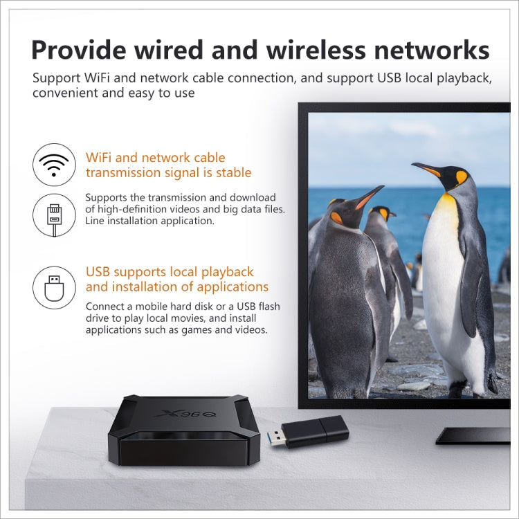 X96Q HD 4K Smart TV Box: Android 10.0, Allwinner H313 Quad-Core, 1GB RAM, 8GB Storage, HDMI, RJ45, AV, USB x2