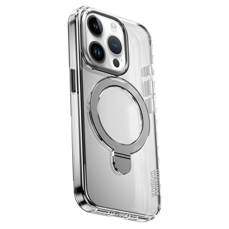 For iPhone 15 Pro Max MOMAX Magsafe Metal Holder Clear Phone Case(Transparent Black)