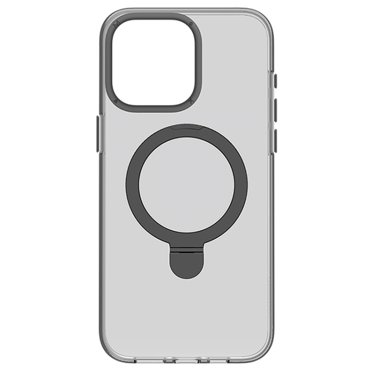 For iPhone 15 Pro Max MOMAX Magsafe Metal Holder Clear Phone Case(Transparent Black)