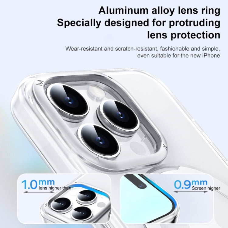 For iPhone 15 Pro Max MOMAX Magsafe Metal Holder Clear Phone Case(Transparent Black)