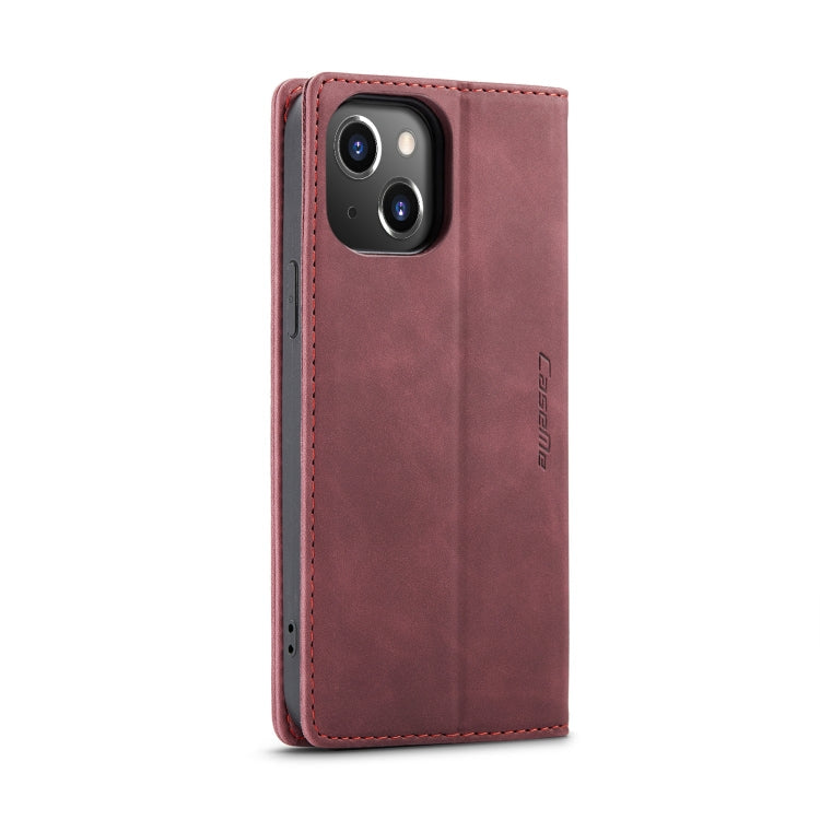 For iPhone 15 CaseMe 013 Multifunctional Horizontal Flip Leather Phone Case(Wine Red)