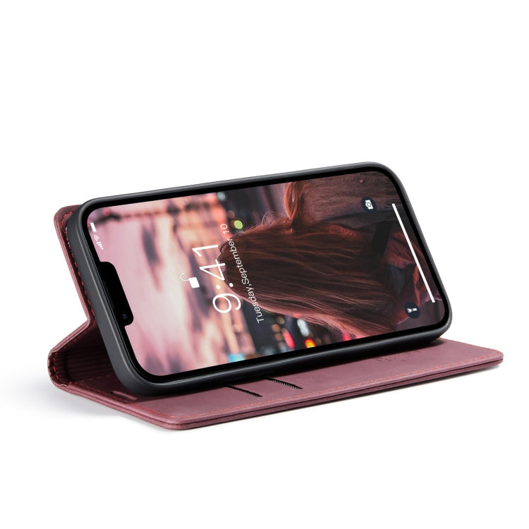 For iPhone 15 CaseMe 013 Multifunctional Horizontal Flip Leather Phone Case(Wine Red)