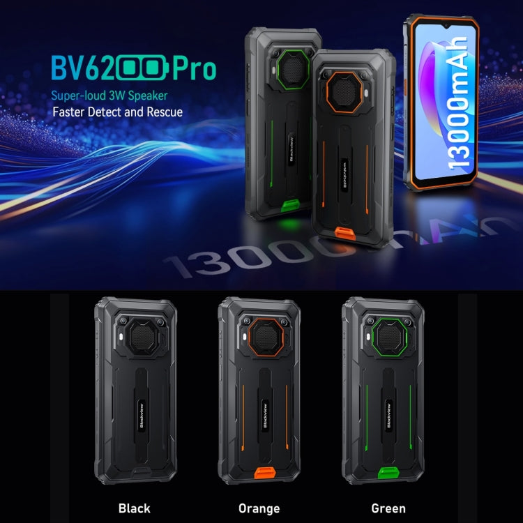 Blackview BV6200 Pro, 6GB+128GB, IP68/IP69K/MIL-STD-810H, 6.56 inch Android 13 MediaTek Helio P35 Octa Core, Network: 4G, OTG, NFC(Orange)